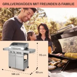 Valkyrie Gasgrill 4x3,5 KW + 3,15 KW Brenner 74x44 Cm Grill Edelstahl -Klarstein Verkaufsgeschäft 10034715 de 0006 usp