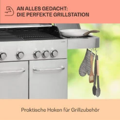 Valkyrie Gasgrill 4x3,5 KW + 3,15 KW Brenner 74x44 Cm Grill Edelstahl -Klarstein Verkaufsgeschäft 10034715 de 0007 usp