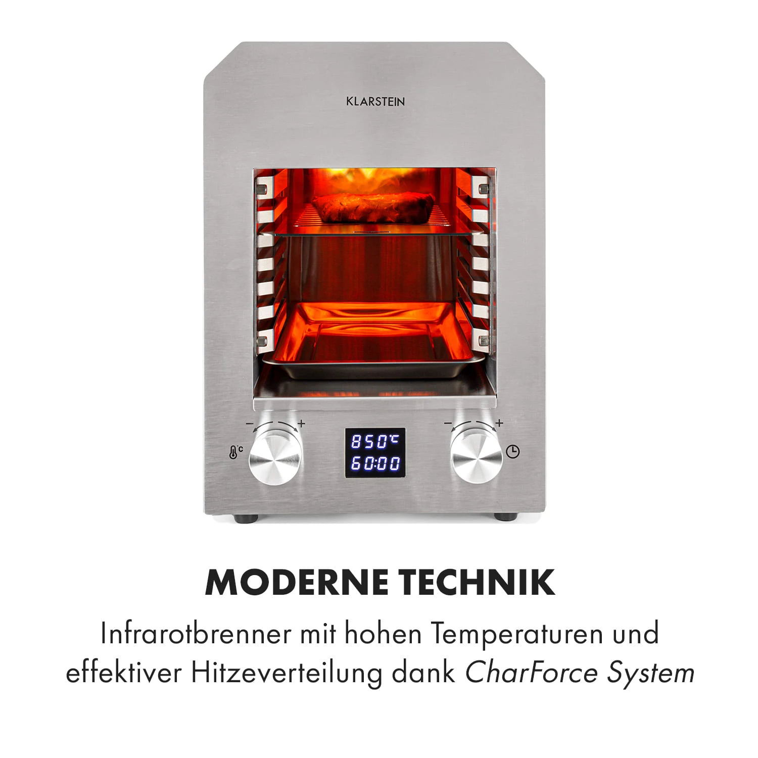 Hannibal Hochtemperaturgrill Indoor 2.200W 850°C Edelstahl Silber 5 Hannibal Hochtemperaturgrill Indoor 2.200W 850°C Edelstahl Silber – Bild 3