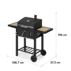 Meat Machine Holzkohlegrill BBQ 45x32,5cm Thermometer Bodenrollen 19 Meat Machine Holzkohlegrill BBQ 45x32,5cm Thermometer Bodenrollen -Klarstein Verkaufsgeschäft 10034819 yy 0009 logo Klarstein Meat Machine Holzkohlegrill schwarz