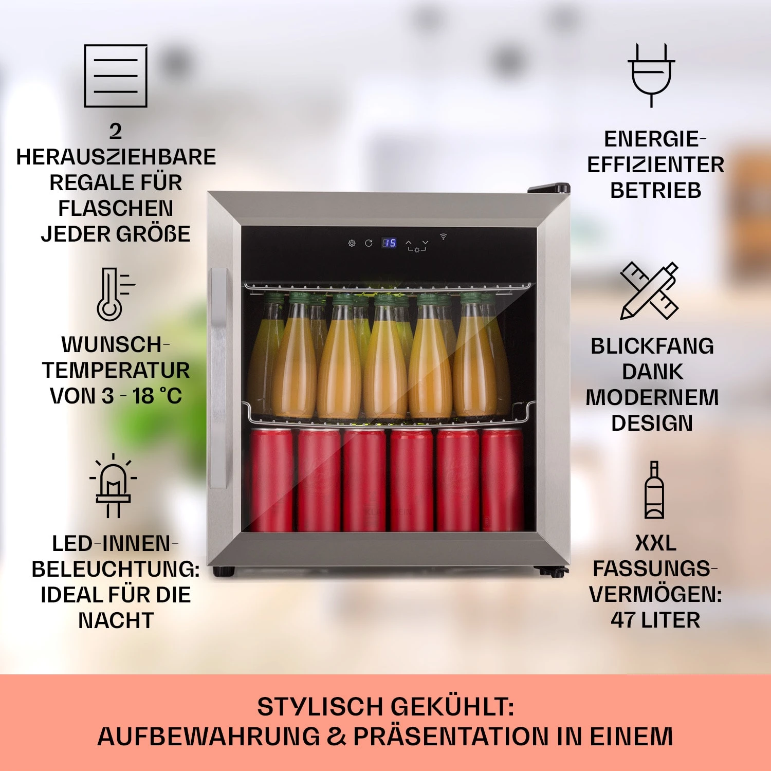 Coachella 50 Weinkühlschrank 47 Liter WiFi-Funktion Hintergrundbeleuchtung Edelstahl 4 Coachella 50 Weinkühlschrank 47 Liter WiFi-Funktion Hintergrundbeleuchtung Edelstahl – Bild 2