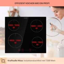 Virtuosa EcoAdapt Induktionskochfeld 4 Zonen 7200W Glas Schwarz -Klarstein Verkaufsgeschäft 10034948 de 0003 usp