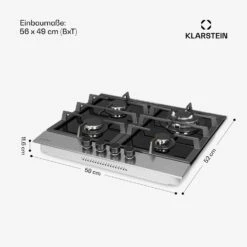 Alchemist 4 Zonen Gaskochfeld Aluminium-Brenner Glaskeramik Schwarz -Klarstein Verkaufsgeschäft 10034969 de 0007 usp