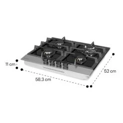 Alchemist 4 Zonen Gaskochfeld Aluminium-Brenner Glaskeramik Schwarz -Klarstein Verkaufsgeschäft 10034969 yy 0011 dimensions