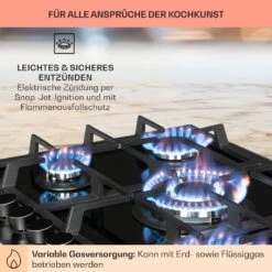 Alchemist 5 Zonen Gaskochfeld Aluminium-Brenner Glaskeramik Schwarz -Klarstein Verkaufsgeschäft 10034970 de 0005 usp