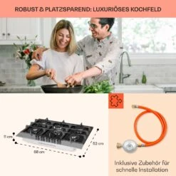 Alchemist 5 Zonen Gaskochfeld Aluminium-Brenner Glaskeramik Schwarz -Klarstein Verkaufsgeschäft 10034970 de 0006 usp