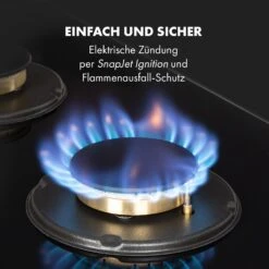 Goldflame 4 Gaskochfeld 4-flammig Messing-Brenner Glaskeramik Schwarz -Klarstein Verkaufsgeschäft 10034972 de 0005 logo