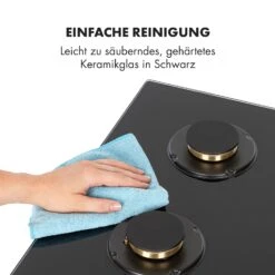 Goldflame 4 Gaskochfeld 4-flammig Messing-Brenner Glaskeramik Schwarz -Klarstein Verkaufsgeschäft 10034972 de 0008 logo