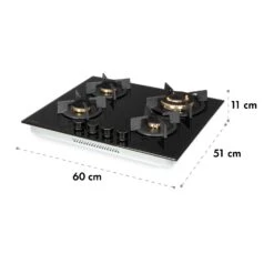 Goldflame 4 Gaskochfeld 4-flammig Messing-Brenner Glaskeramik Schwarz -Klarstein Verkaufsgeschäft 10034972 yy 0010 logo Klarstein Goldflame 4 Gaskochfeld 4 flammig