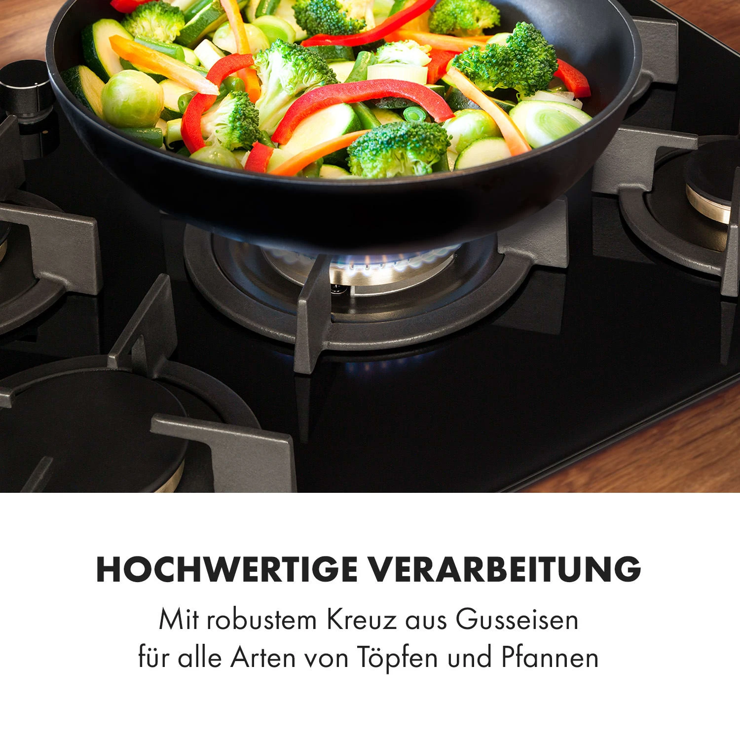 Goldflame 5 Gaskochfeld 5-flammig Messing-Brenner Glaskeramik Schwarz 9 Goldflame 5 Gaskochfeld 5-flammig Messing-Brenner Glaskeramik Schwarz – Bild 7