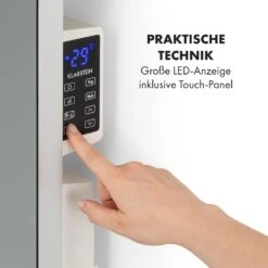 Hot Spot Crystal Flow Badheizer 45x82cm 36m² 2000W 5-40°C LED -Klarstein Verkaufsgeschäft 10035036 de 0005 logo