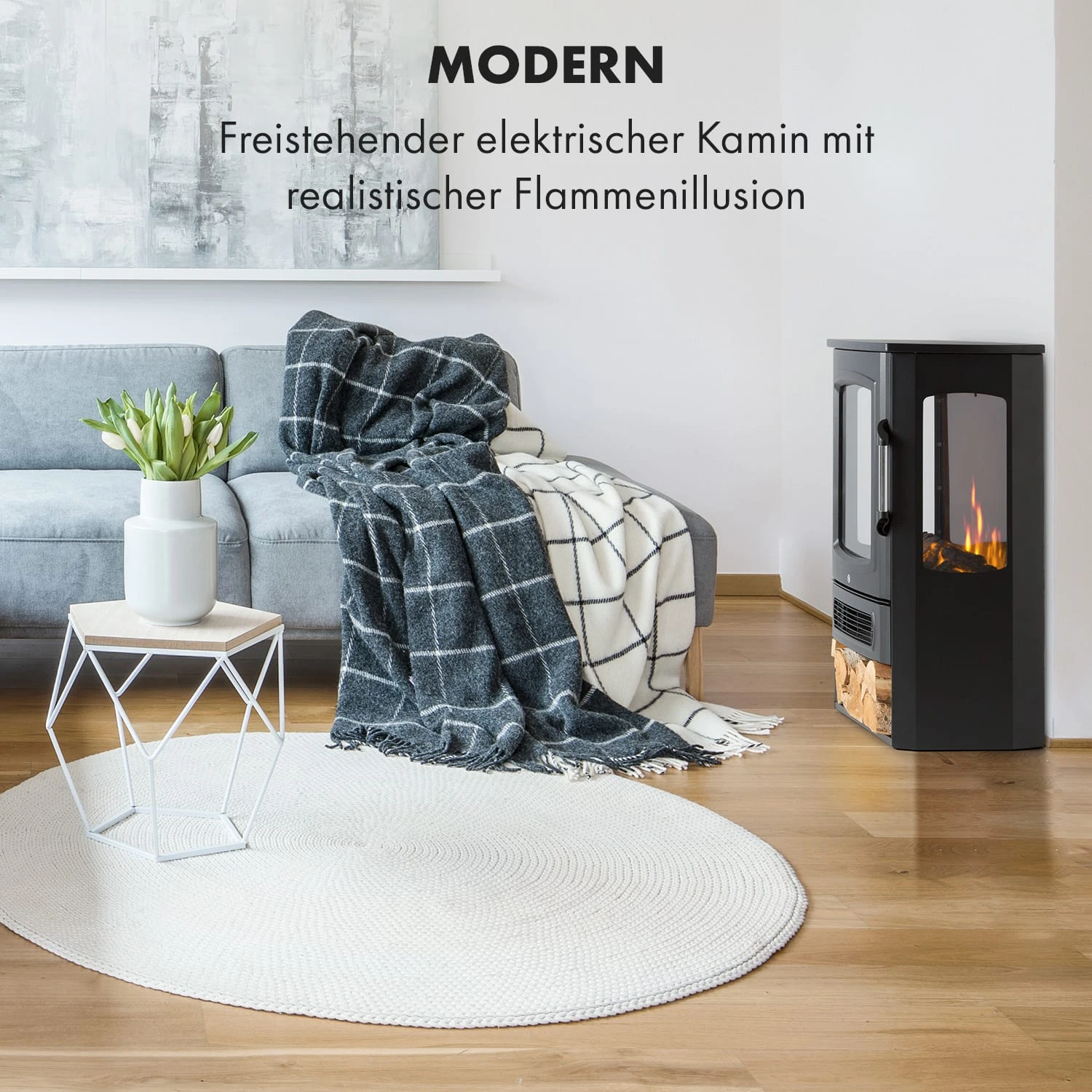 Bormio Panorama Elektrischer Kamin 1000/2000W Thermostat 4 Bormio Panorama Elektrischer Kamin 1000/2000W Thermostat – Bild 2