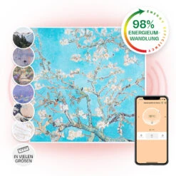Wonderwall Air Art Smart Infrarotheizung 60x60cm 350W Wandinstallation App-Steuerung Mandelblüten
