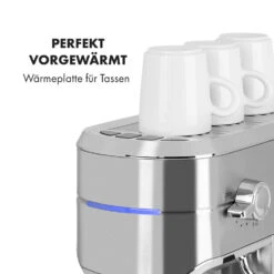 Futura Espressomaker 20 Bar 1450 Watt 20 Bar Wassertank: 1,25 Liter Rostfreier Edelstahl 19 Futura Espressomaker 20 Bar 1450 Watt 20 Bar Wassertank: 1,25 Liter Rostfreier Edelstahl -Klarstein Verkaufsgeschäft 10035183 de 0008 logo