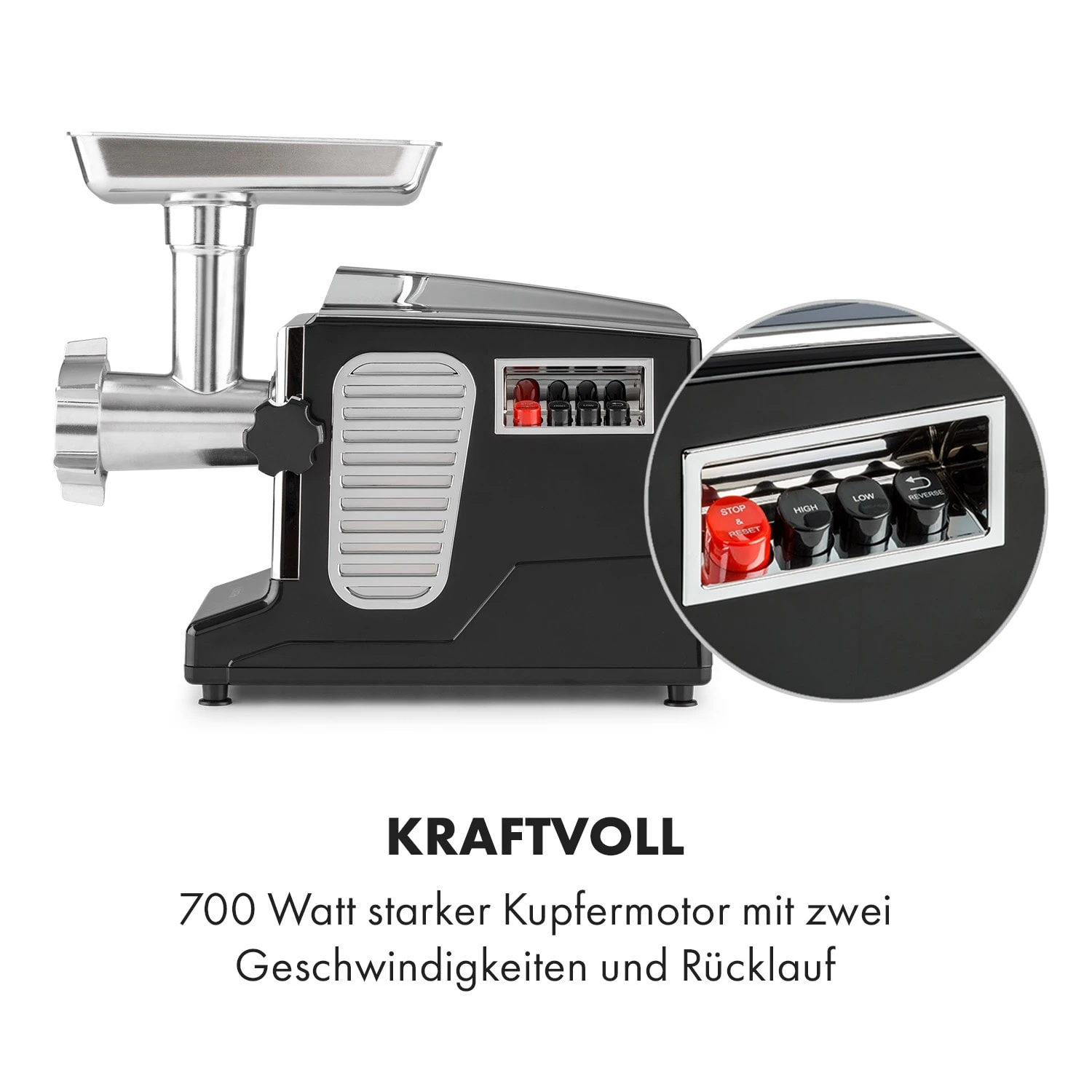 Kraftprotz Elektrischer Fleischwolf 700 W Kupfermotor Hack Wurst Kebbe Edelstahl 7 Kraftprotz Elektrischer Fleischwolf 700 W Kupfermotor Hack Wurst Kebbe Edelstahl – Bild 5