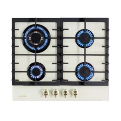 Victoria 4 Zonen Gaskochfeld 4-flammig Sabaf-Brenner Glaskeramik