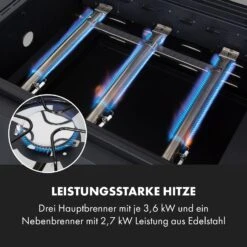 Kingsville Smoker Kombigrill Gas Kohle Smoker 13,5kW 3+1 Brenner 17 Kingsville Smoker Kombigrill Gas Kohle Smoker 13,5kW 3+1 Brenner -Klarstein Verkaufsgeschäft 10035409 de 0005 logo