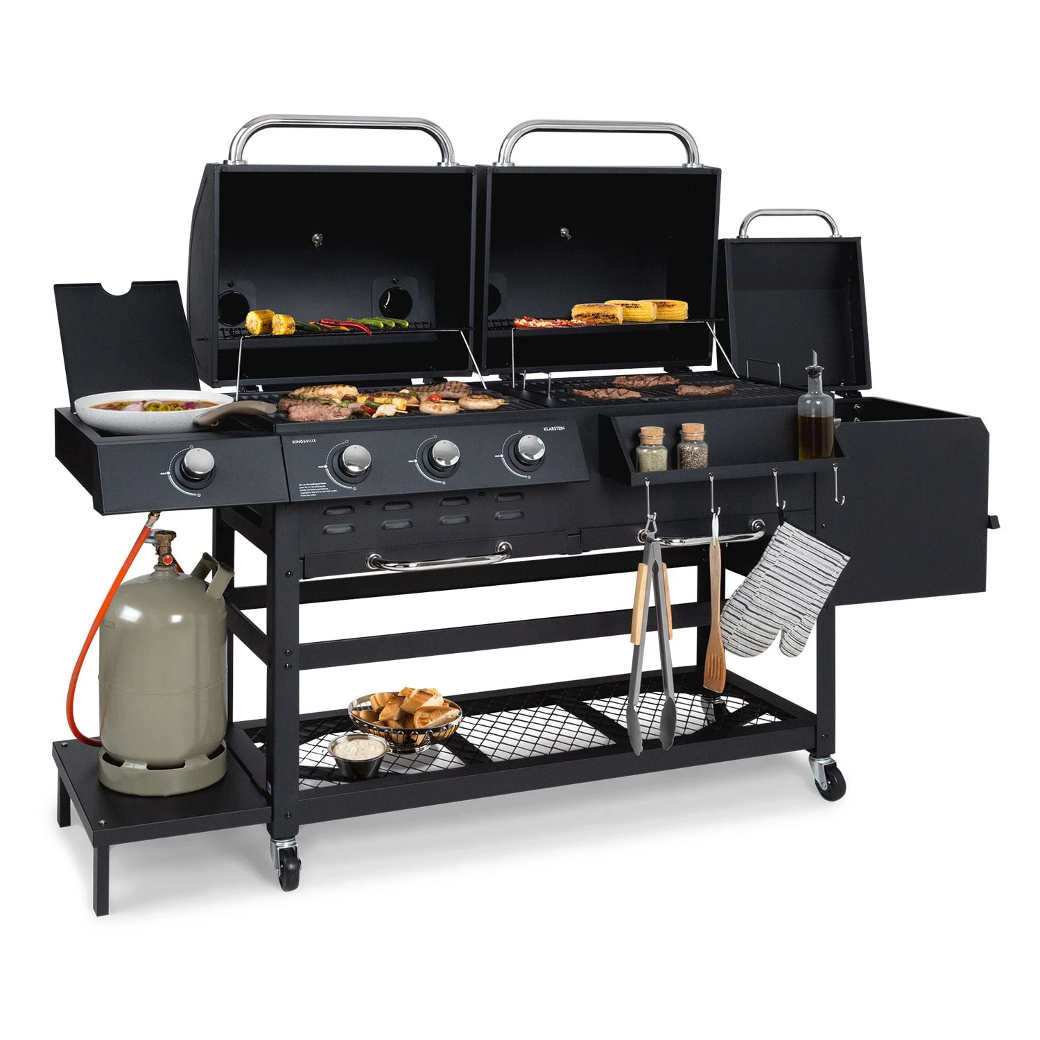Kingsville Smoker Kombigrill Gas Kohle Smoker 13,5kW 3+1 Brenner 3 Kingsville Smoker Kombigrill Gas Kohle Smoker 13,5kW 3+1 Brenner