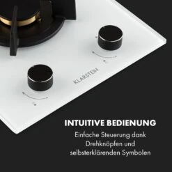 Goldflame Domino Gaskochfeld 2-flammig Messing-Brenner Glaskeramik -Klarstein Verkaufsgeschäft 10035498 de 0004 logo