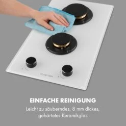 Goldflame Domino Gaskochfeld 2-flammig Messing-Brenner Glaskeramik -Klarstein Verkaufsgeschäft 10035498 de 0008 logo