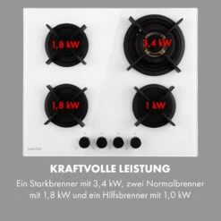 Goldflame 4 Gaskochfeld 4-flammig Messing-Brenner Glaskeramik -Klarstein Verkaufsgeschäft 10035499 de 0006 logo