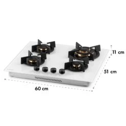 Goldflame 4 Gaskochfeld 4-flammig Messing-Brenner Glaskeramik -Klarstein Verkaufsgeschäft 10035499 yy 0010 logo Klarstein Goldflame 4 Gasherd weiss