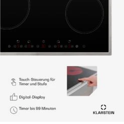 Virtuosa 4 Prime Einbaukochfeld 4 Zonen 6500W Glaskeramik Edelstahlrahmen -Klarstein Verkaufsgeschäft 10035551 de 0005 usp