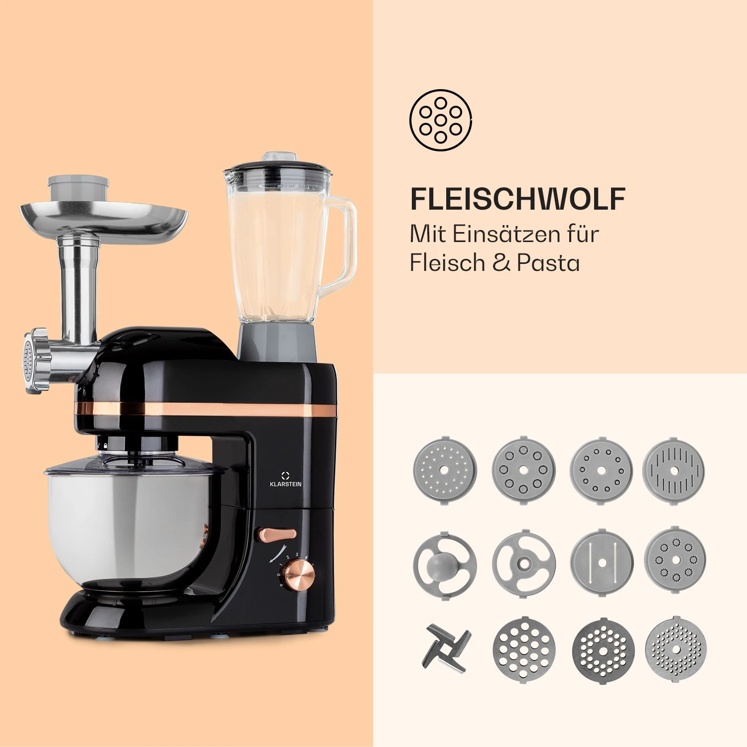 Lucia Elegance Küchenmaschine Mixer Fleischwolf 2000W BPA-frei 7 Lucia Elegance Küchenmaschine Mixer Fleischwolf 2000W BPA-frei – Bild 5