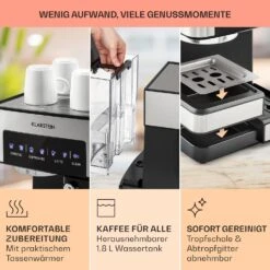 Arabica Comfort Espressomaschine 1350W 20 Bar 1,8l Touch-Bedienfeld -Klarstein Verkaufsgeschäft 10035655 de 0006 usp