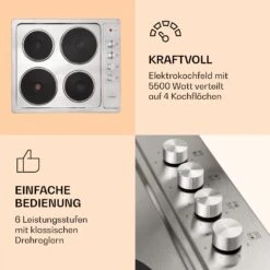Appetito 4 Elektrokochfeld 4 Platten 6 Stufen 5500 Watt Edelstahl -Klarstein Verkaufsgeschäft 10035702 de 0003 logo