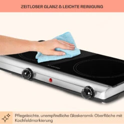 Cookbuddy Doppel-Kochfeld 2400W 5 Leistungsstufen Glaskeramik -Klarstein Verkaufsgeschäft 10035704 de 0007 usp