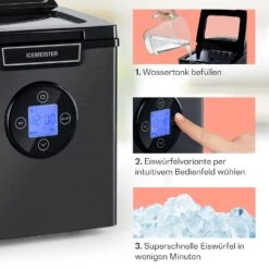 Icemeister 2G Eiswürfelmaschine 12kg/24h LC-Display Edelstahl -Klarstein Verkaufsgeschäft 10035712 de 0004 usp