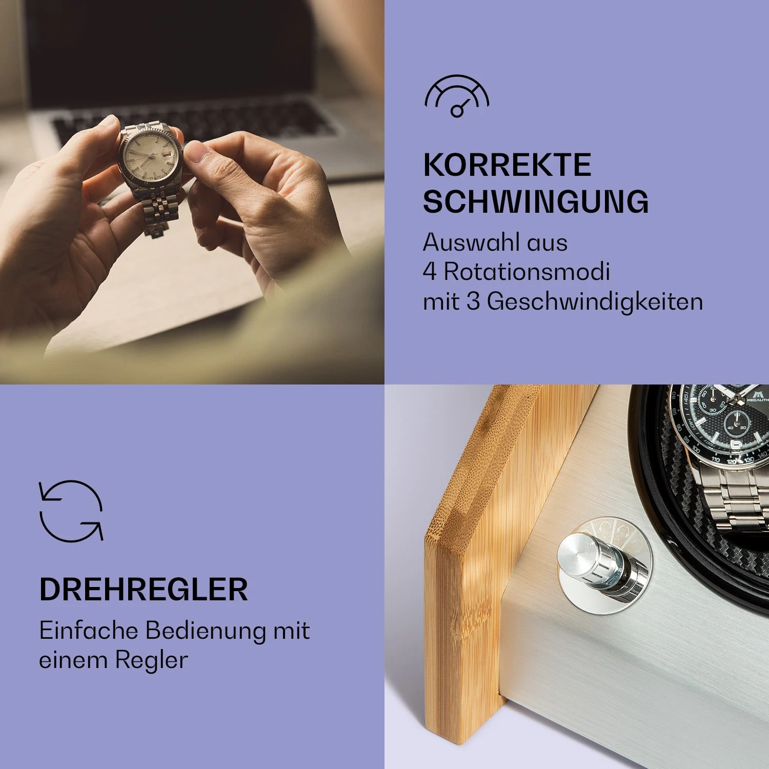 Garonne 6 Uhrenbeweger 6 Uhren 3 Geschwindigkeiten 4 Modi Bambus 5 Garonne 6 Uhrenbeweger 6 Uhren 3 Geschwindigkeiten 4 Modi Bambus – Bild 3