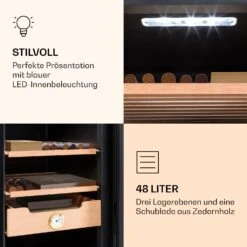 Klarstein El Presidente 48 Zigarren-Humidor 48L 3 Einschübe 1 Fach Zedernholz -Klarstein Verkaufsgeschäft 10036103 de 0006 logo