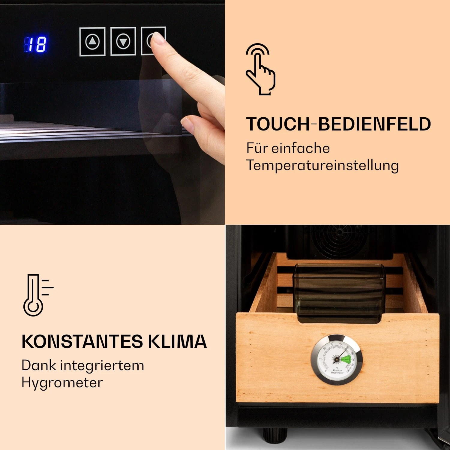El Presidente 23 Humidor 45 W Touch Buchenholz 23L LED 7 El Presidente 23 Humidor 45 W Touch Buchenholz 23L LED – Bild 5