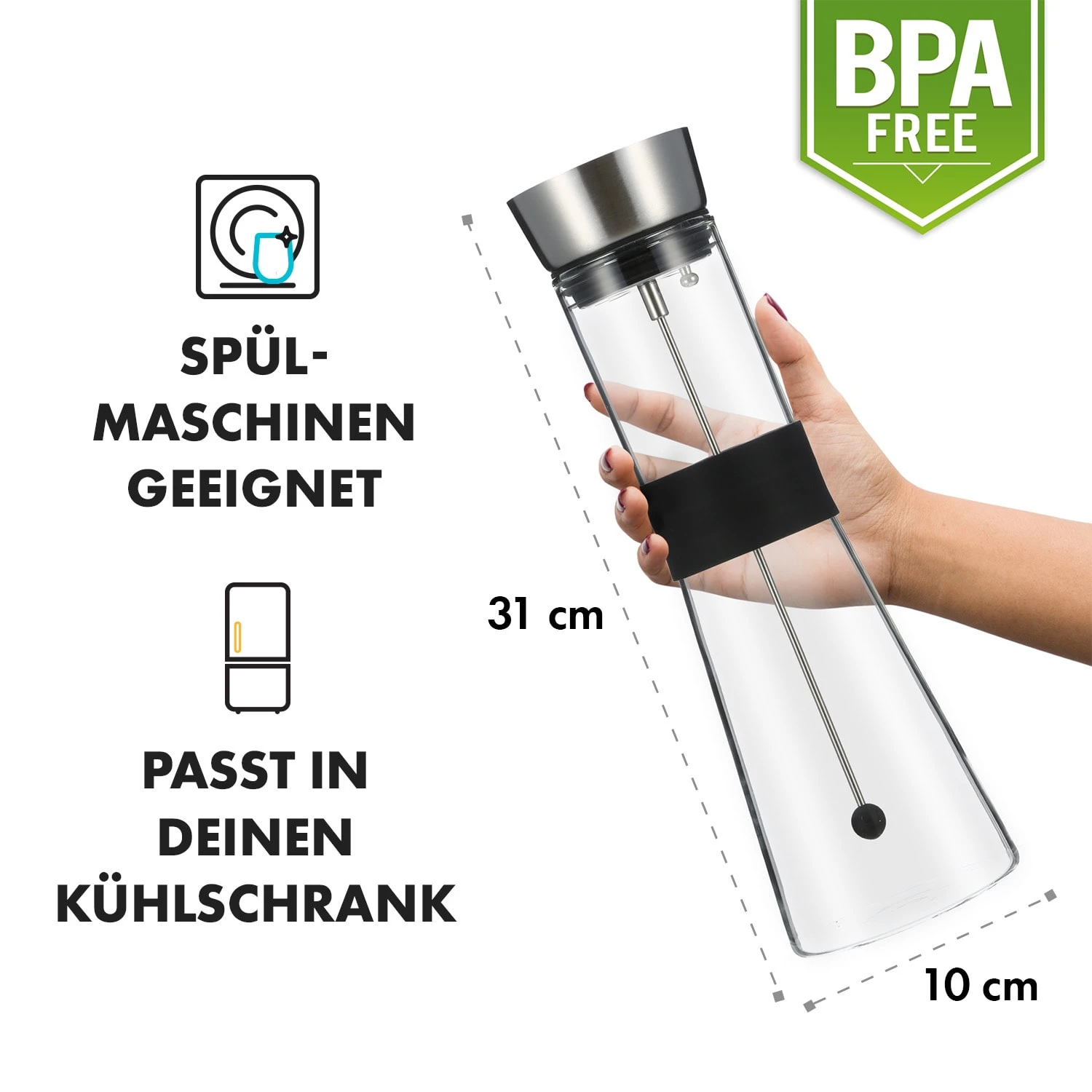 Glaswerk Sile Karaffe 1 Liter Borosilikatglas Fruchtspieß Mit Stopper 9 Glaswerk Sile Karaffe 1 Liter Borosilikatglas Fruchtspieß Mit Stopper – Bild 7