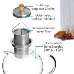 Sencha Teekanne 1,8 L Edelstahl-Siebeinsatz Borosilikatglas Deckel -Klarstein Verkaufsgeschäft 10036375 de 0006 logo