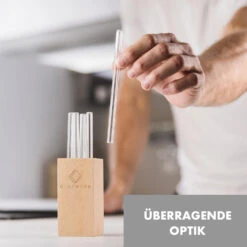 Glaswerk Frezzeria Glasstrohhalme 7 Stück 0,8 X 15 Cm (ØxH) Holzhalterung Bürste -Klarstein Verkaufsgeschäft 10036379 de 0002 logo