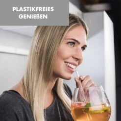 Glaswerk Frezzeria Glasstrohhalme 7 Stück 0,8 X 15 Cm (ØxH) Holzhalterung Bürste -Klarstein Verkaufsgeschäft 10036379 de 0003 logo