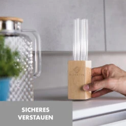 Glaswerk Frezzeria Glasstrohhalme 7 Stück 0,8 X 15 Cm (ØxH) Holzhalterung Bürste -Klarstein Verkaufsgeschäft 10036379 de 0004 logo