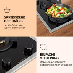 Goldflame Domino Prime Gaskochfeld 2-flammig Messing-Brenner Glaskeramik 11 Goldflame Domino Prime Gaskochfeld 2-flammig Messing-Brenner Glaskeramik -Klarstein Verkaufsgeschäft 10037806 de 0003 logo