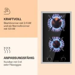Goldflame Domino Prime Gaskochfeld 2-flammig Messing-Brenner Glaskeramik 12 Goldflame Domino Prime Gaskochfeld 2-flammig Messing-Brenner Glaskeramik -Klarstein Verkaufsgeschäft 10037806 de 0004 logo