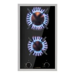 Goldflame Domino Prime Gaskochfeld 2-flammig Messing-Brenner Glaskeramik