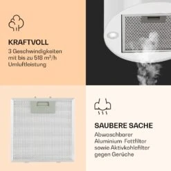 Barella Dunstabzugshaube 35,5 X 93,5 X 43 Cm Umluft 557 M³/h LED Aktivkohlefilter -Klarstein Verkaufsgeschäft 10037865 de 0004 logo