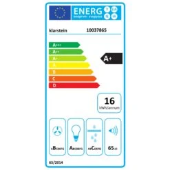 Barella Dunstabzugshaube 35,5 X 93,5 X 43 Cm Umluft 557 M³/h LED Aktivkohlefilter -Klarstein Verkaufsgeschäft 10037865 energy label
