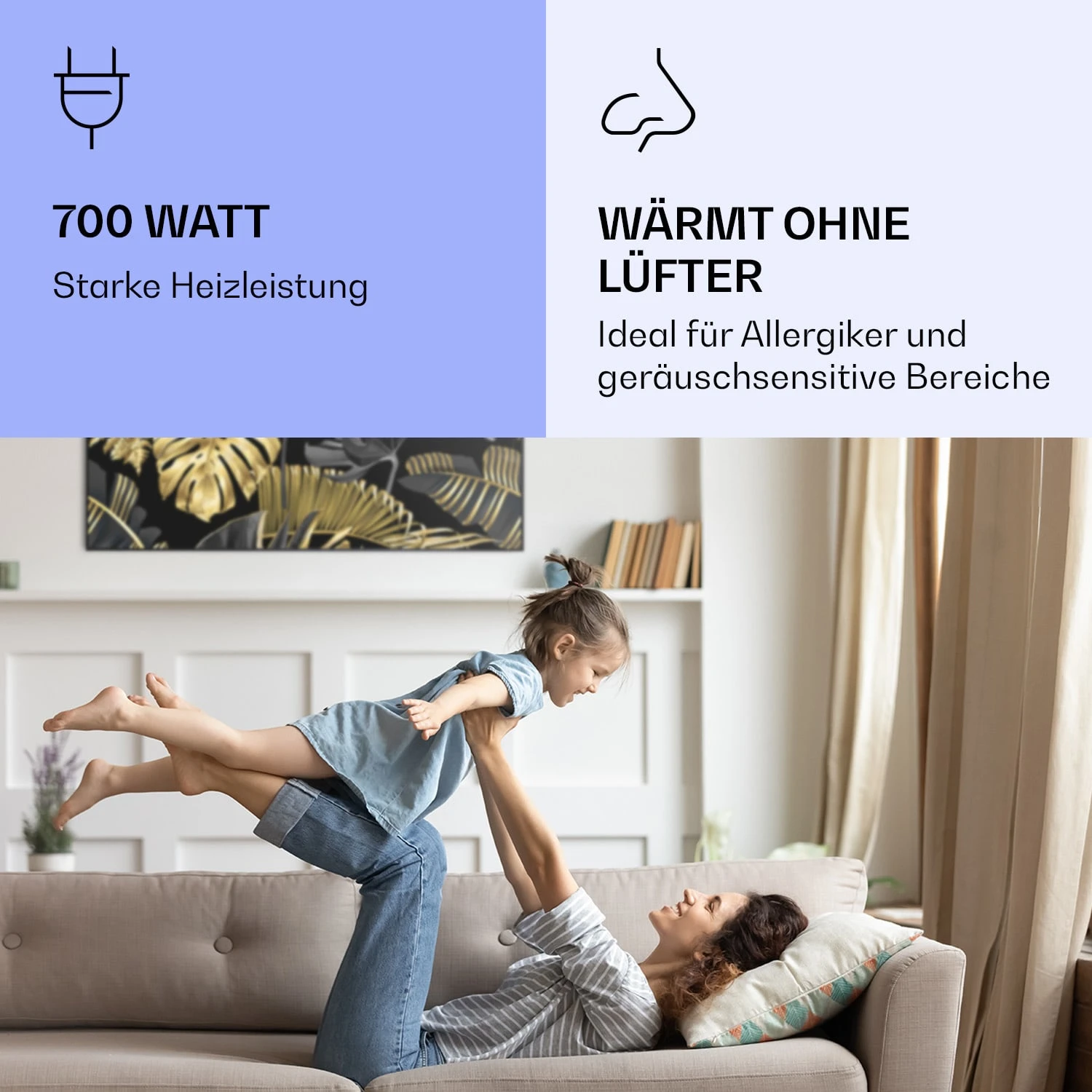 Wonderwall Air Art Smart Infrarotheizung Schwarzes Blatt 120x60cm 700W 7 Wonderwall Air Art Smart Infrarotheizung Schwarzes Blatt 120x60cm 700W – Bild 5