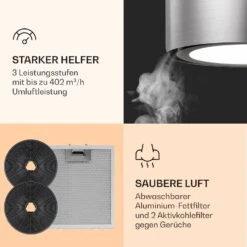 Skyfall Smart Inselabzugshaube Ø45cm Umluft 402m³/h LED -Klarstein Verkaufsgeschäft 10037973 de 0005 logo