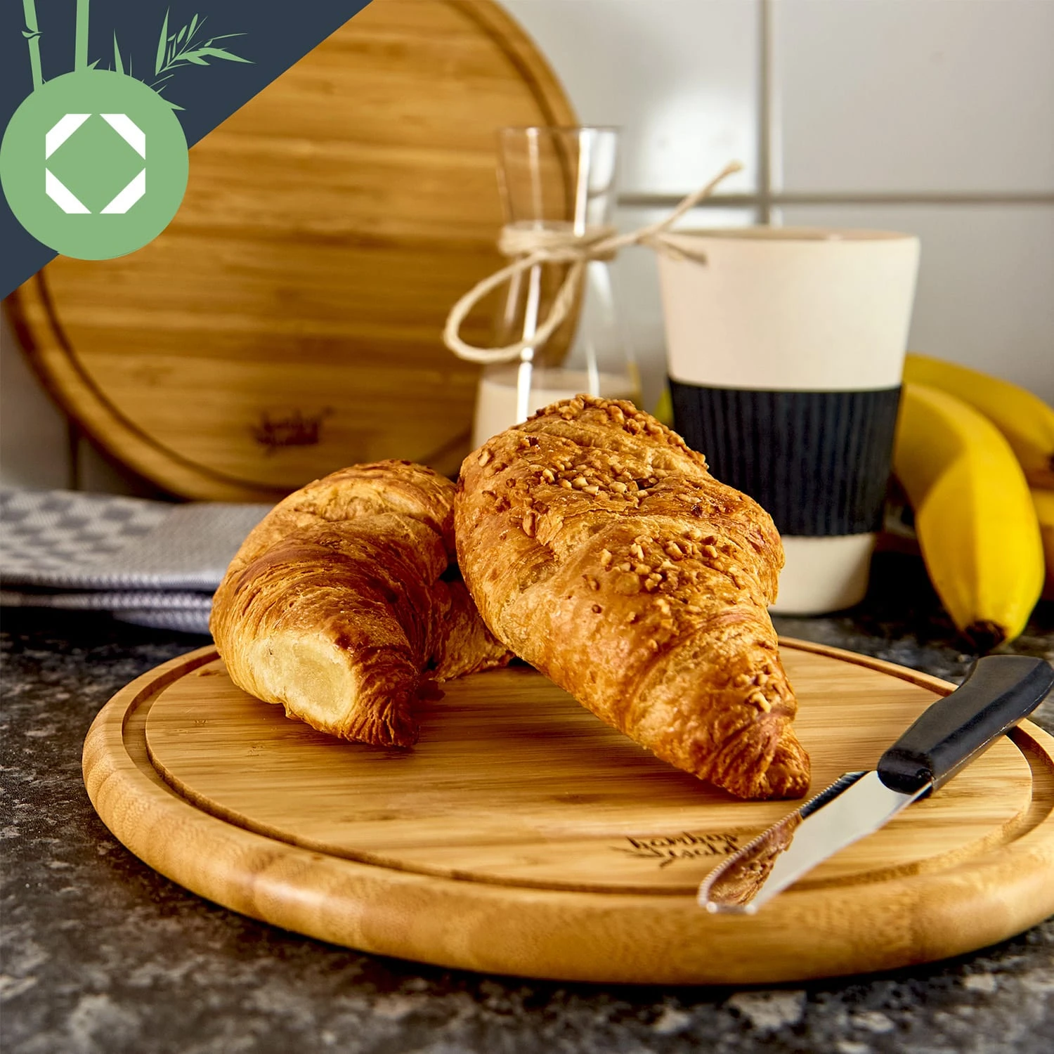 3er-Set Bambus-Frühstücksbrett Rund 25 X 1,6 X Cm (ØxH) Pflegeleicht 4 3er-Set Bambus-Frühstücksbrett Rund 25 X 1,6 X Cm (ØxH) Pflegeleicht – Bild 2