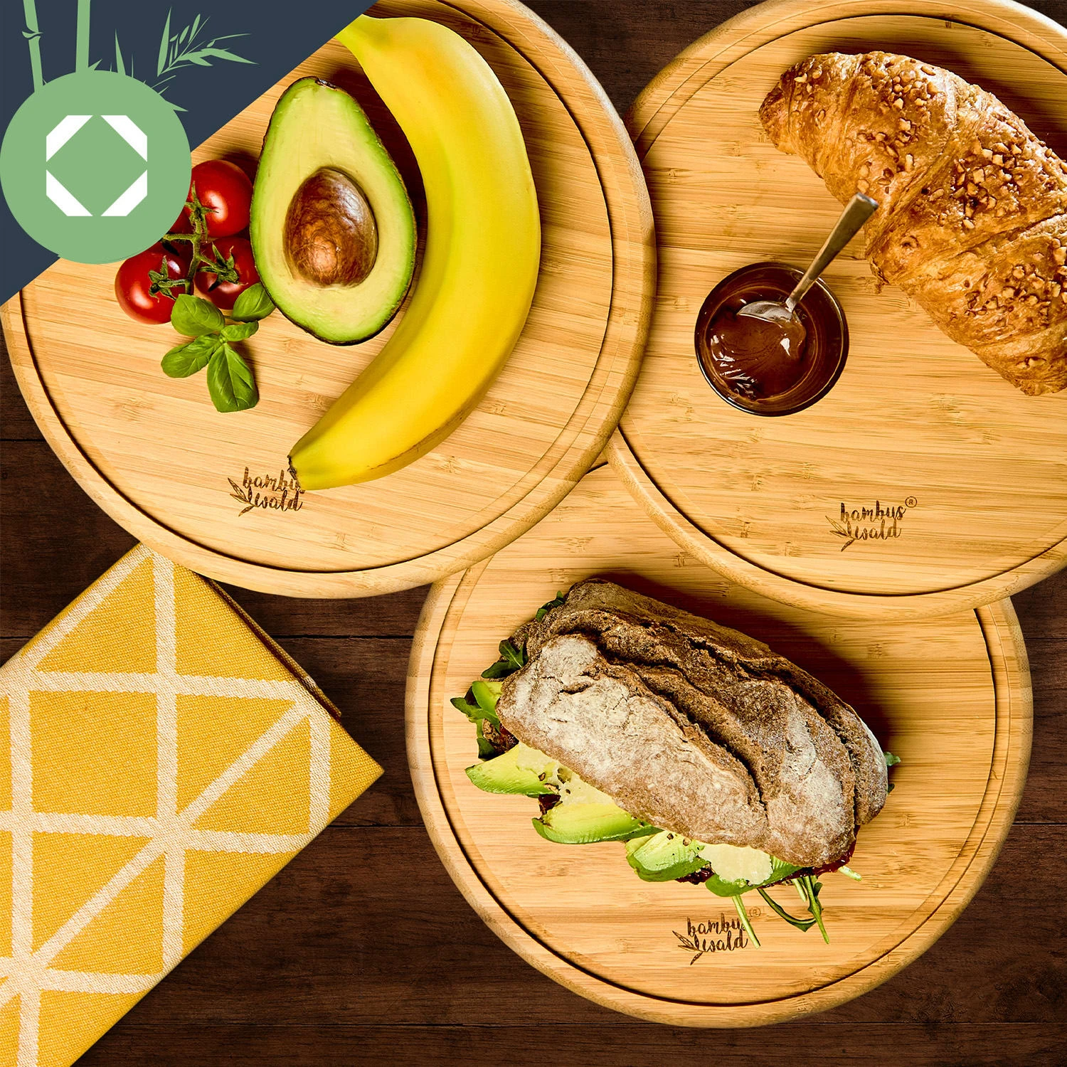 3er-Set Bambus-Frühstücksbrett Rund 25 X 1,6 X Cm (ØxH) Pflegeleicht 6 3er-Set Bambus-Frühstücksbrett Rund 25 X 1,6 X Cm (ØxH) Pflegeleicht – Bild 4
