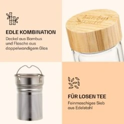 Teeflasche Mit Deckel Und Sieb 500 Ml Doppelwandiges Glas Bambus Hülle -Klarstein Verkaufsgeschäft 10038238 de 0003 logo